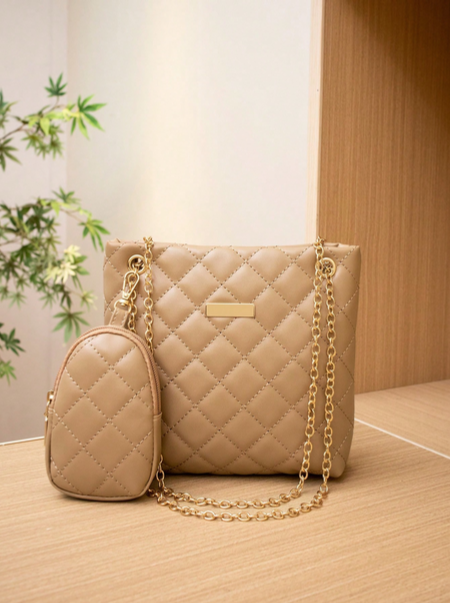 BOLSO CUADRADO CON MONEDERO CAQUI