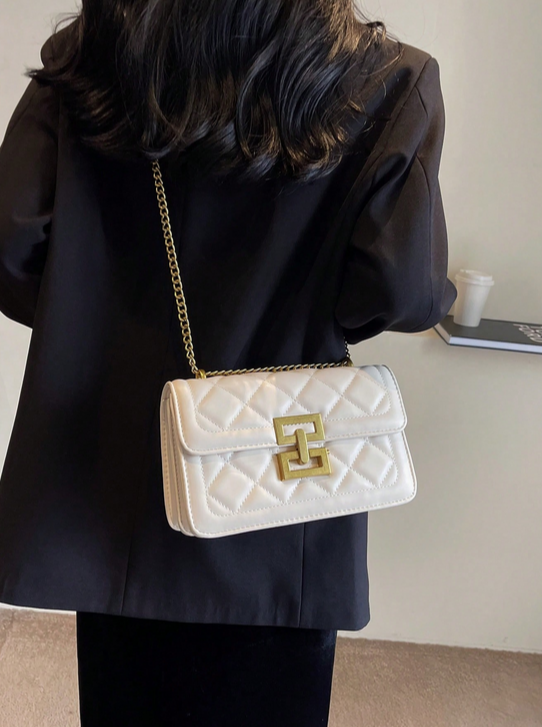 BOLSO BLANCO MARFIL, HEBILLA PRECOLOMBINA