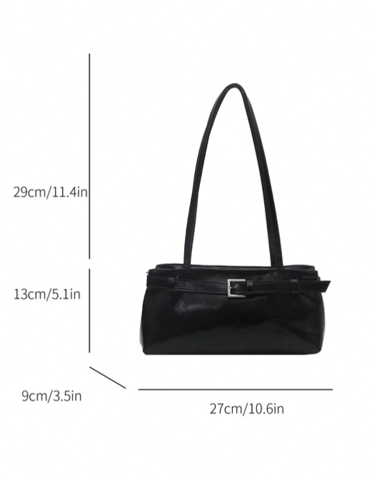 BOLSO NEGRO DE HOMBRO CON IMITACION CINTURON