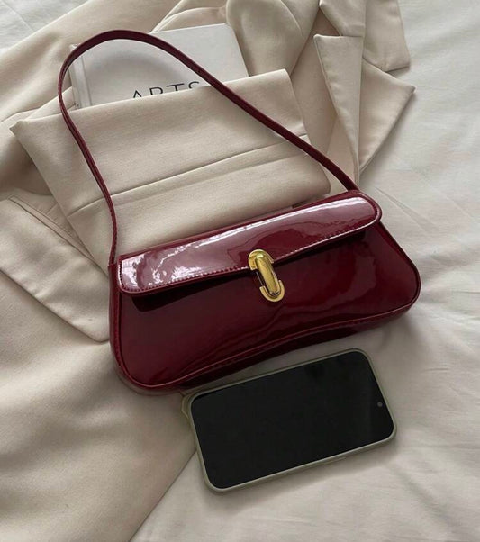 BOLSO BURDEOS DE HOMBRO TIPO CHAROL