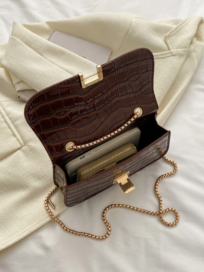 BOLSO CAFÉ CON RELIEVE COCODRILO