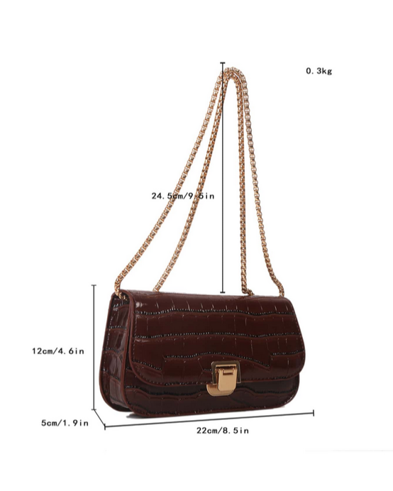 BOLSO CAFÉ CON RELIEVE COCODRILO