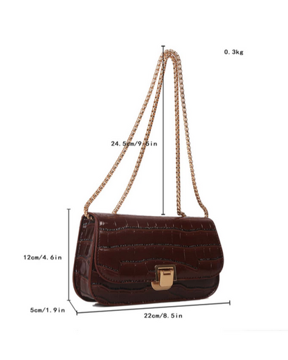 BOLSO CAFÉ CON RELIEVE COCODRILO