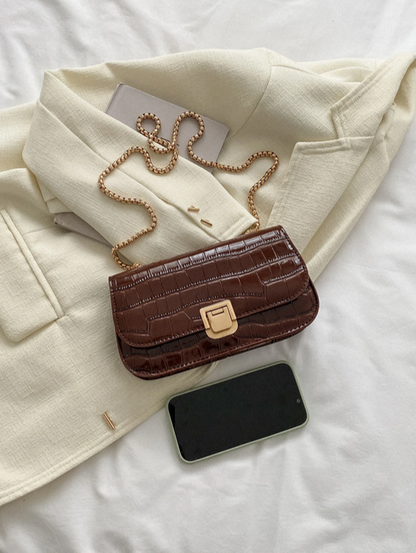 BOLSO CAFÉ CON RELIEVE COCODRILO