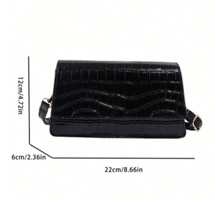 BOLSO NEGRO SOLAPA CHAROL