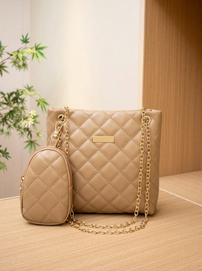 BOLSO CUADRADO CON MONEDERO CAQUI