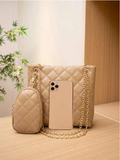 BOLSO CUADRADO CON MONEDERO CAQUI