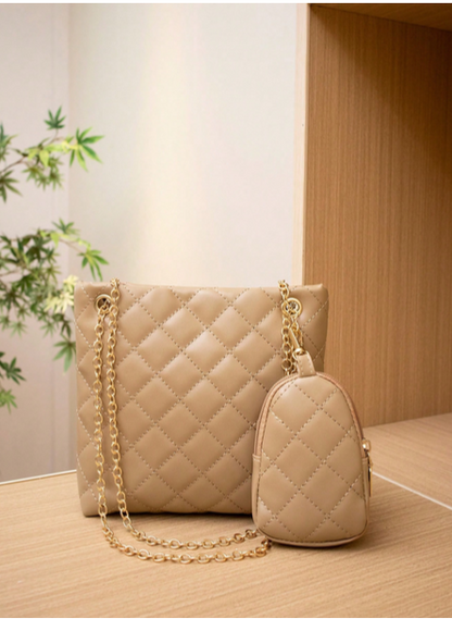 BOLSO CUADRADO CON MONEDERO CAQUI