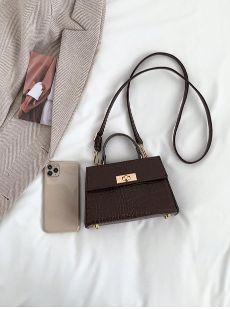 BOLSO MARRON CON SOLAPA