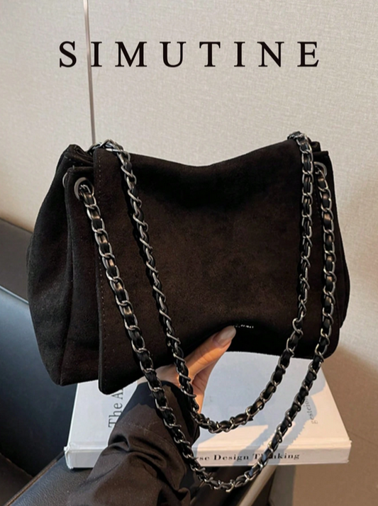 BOLSO NEGRO CADENA Y SOLAPA