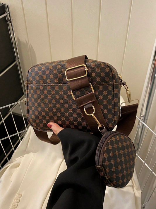 BOLSO CAFÉ CON MONEDERO