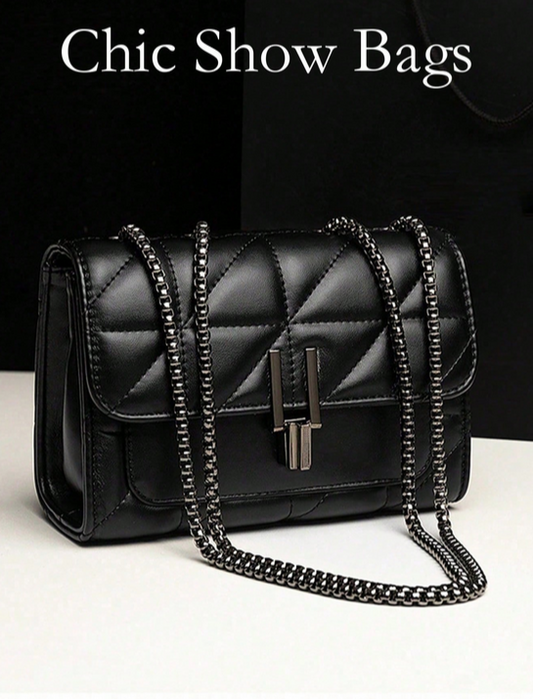 BOLSO SOLAPA CON CADENA NEGRA