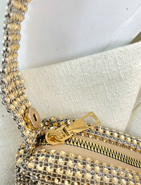 BOLSO DORADO IMITACION PEDRERIA