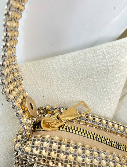 BOLSO DORADO IMITACION PEDRERIA