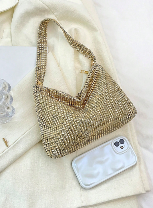 BOLSO DORADO IMITACION PEDRERIA