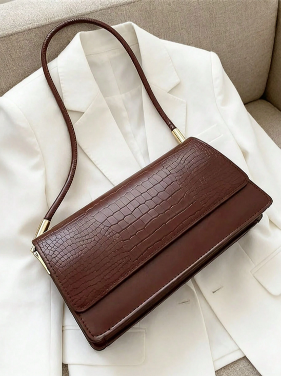 BOLSO TIPO BAGUETTE, MARRON