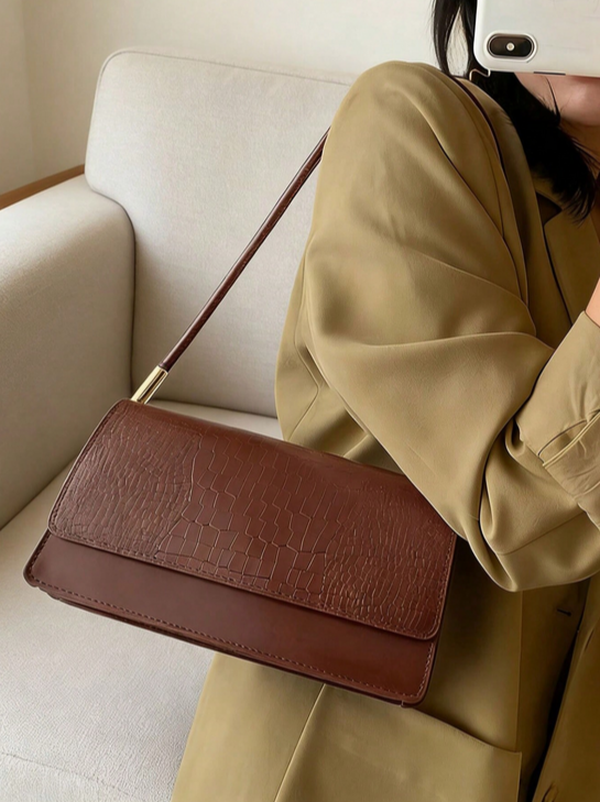 BOLSO TIPO BAGUETTE, MARRON