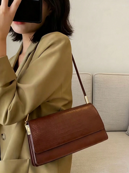 BOLSO TIPO BAGUETTE, MARRON