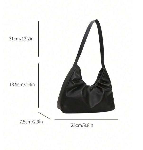 BOLSO NEGRO DE HOMBRO CON FRUNCIDO