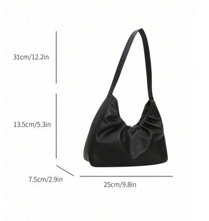 BOLSO NEGRO DE HOMBRO CON FRUNCIDO