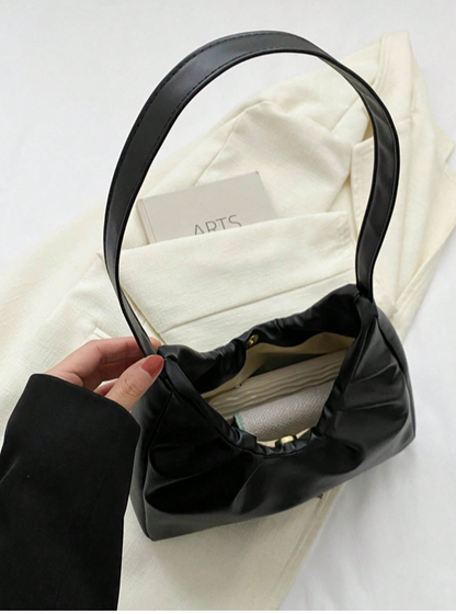 BOLSO NEGRO DE HOMBRO CON FRUNCIDO