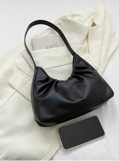 BOLSO NEGRO DE HOMBRO CON FRUNCIDO