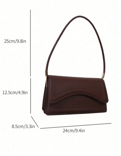 BOLSO DE HOMBRO CAFE SOLAPA CURVA