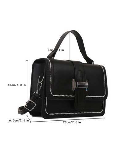 BOLSO CUADRADO SOLAPA CON DISEÑO Y HEBILLA