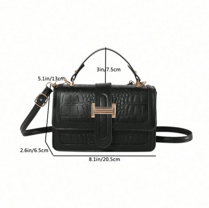 BOLSO NEGRO HEBILLA, IMITACION PIEL DE COCODRILO