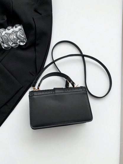 BOLSO NEGRO HEBILLA, IMITACION PIEL DE COCODRILO