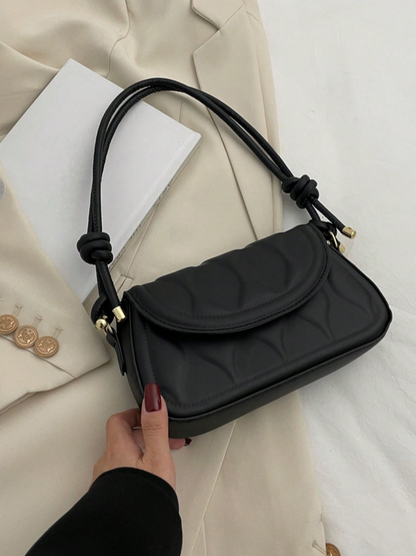 BOLSO NEGRO DE HOMBRO, SOLAPA ALTO RELIEVE
