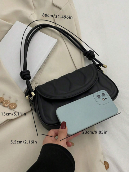 BOLSO NEGRO DE HOMBRO, SOLAPA ALTO RELIEVE