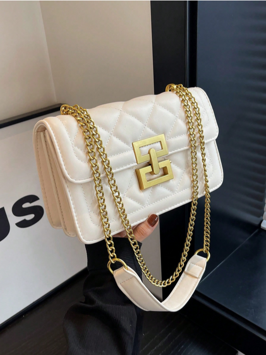 BOLSO BLANCO MARFIL, HEBILLA PRECOLOMBINA