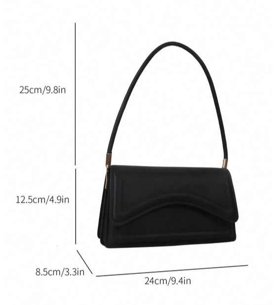 BOLSO DE HOMBRO NEGRO SOLAPA CURVA VINTAGE