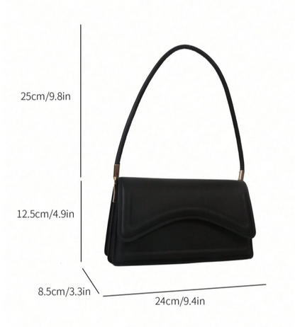 BOLSO DE HOMBRO NEGRO SOLAPA CURVA VINTAGE