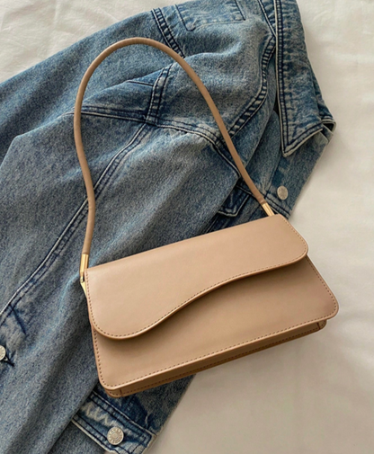 BOLSO DE HOMBRO CAQUI SOLAPA ASIMETRICA