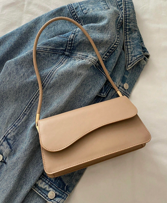 BOLSO DE HOMBRO CAQUI SOLAPA ASIMETRICA