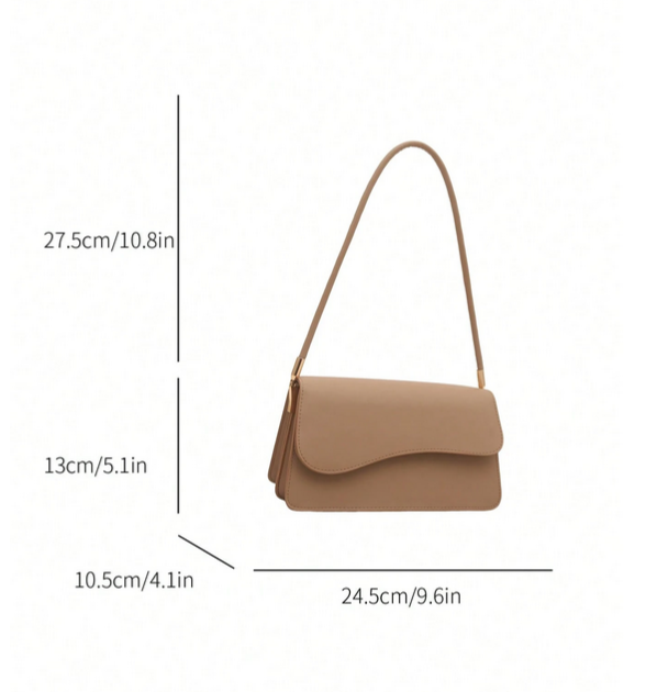 BOLSO DE HOMBRO CAQUI SOLAPA ASIMETRICA