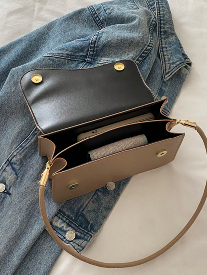 BOLSO DE HOMBRO CAQUI SOLAPA ASIMETRICA