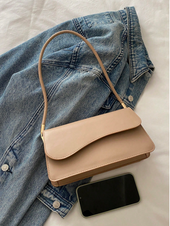BOLSO DE HOMBRO CAQUI SOLAPA ASIMETRICA