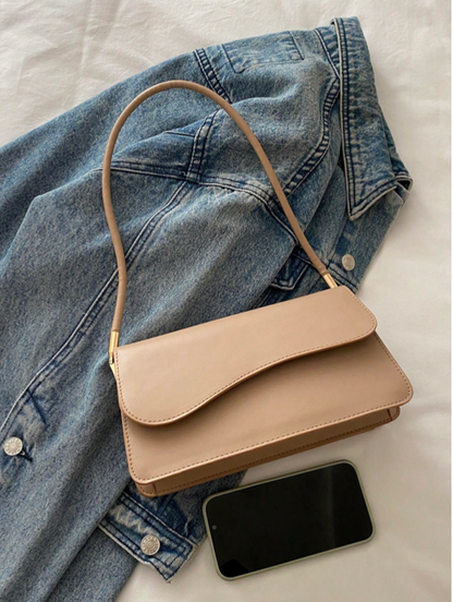 BOLSO DE HOMBRO CAQUI SOLAPA ASIMETRICA