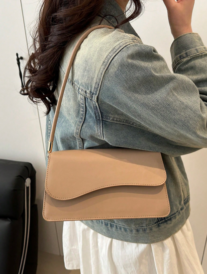 BOLSO DE HOMBRO CAQUI SOLAPA ASIMETRICA