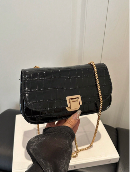 BOLSO CHAROL NEGRO DISEÑO CUADROS