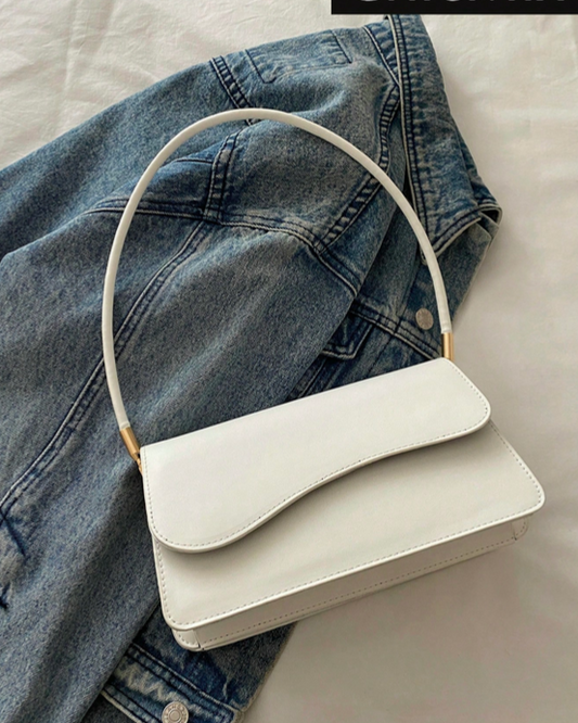 BOLSO BLANCO VINTAGE  SOLAPA ASIMETRICA
