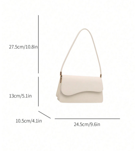 BOLSO BLANCO VINTAGE  SOLAPA ASIMETRICA
