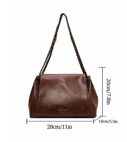 BOLSO DE HOMBRO CAFE CON SOLAPA
