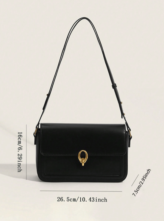 BOLSO NEGRO BROCHE DORADO REDONDO