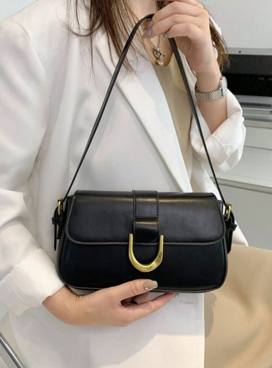 BOLSO DE HOMBRO NEGRO MINIMALISTA
