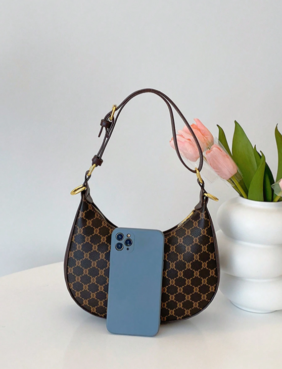 BOLSO DE HOMBRO CAFE CON DISEÑOS