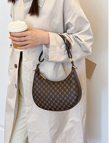BOLSO DE HOMBRO CAFE CON DISEÑOS